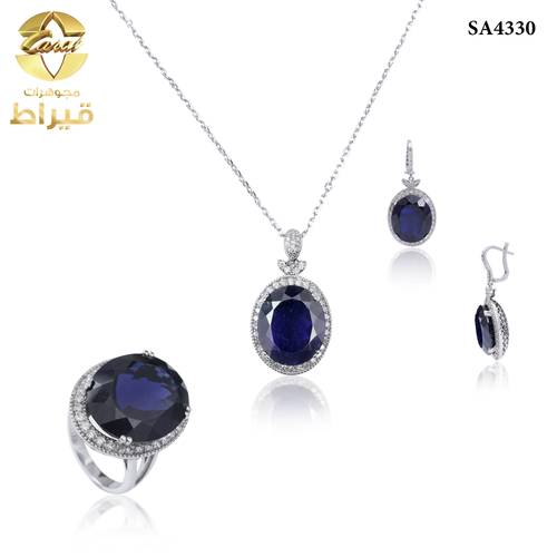  نصف طقم ذهب ابيض مع الماس عيار 18