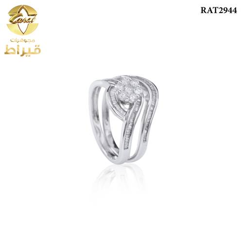 خاتم ذهب ابيض مع الماس عيار 18