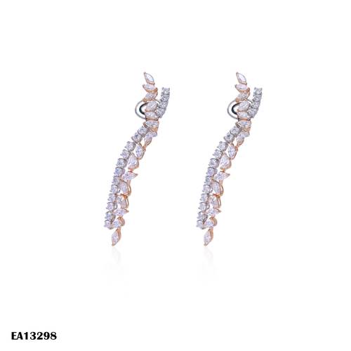 WOMEN'S 18K WHITE GOLD EARRING WITH LAB GROWN DIAMOND 