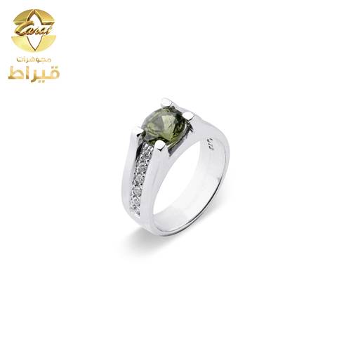  خاتم فضة مع موسانايت و زبرجد عيار 925