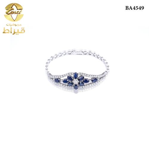 اسورة ابيض مع حجر زفير و الماس عيار 18
