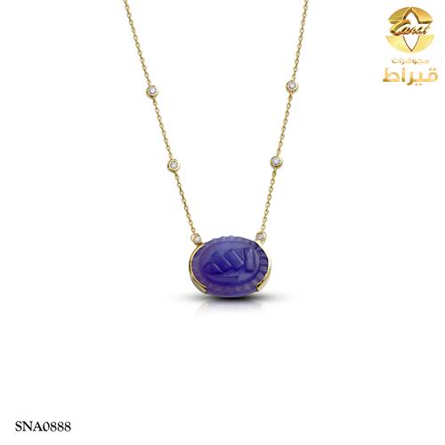  عقد فضة مع عقيق و موسانايت عيار 925