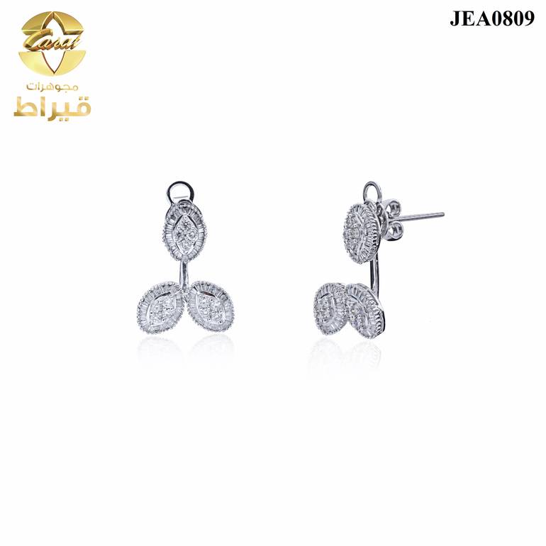  حلق ذهب ابيض مع الماس عيار 18