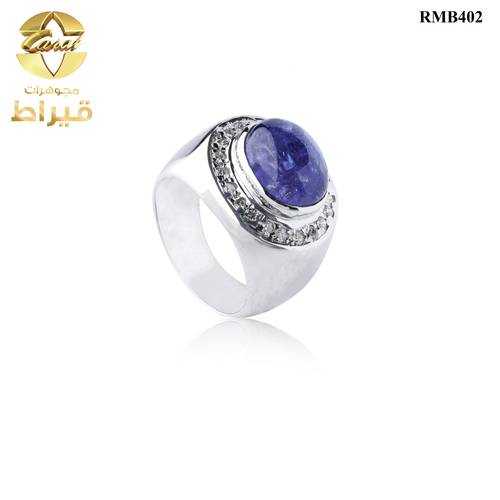  خاتم فضة مع الماس و تنزانيت عيار 925