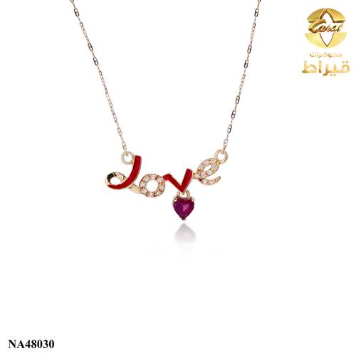 عقد ذهب مع الماس و ياقوت عيار 18