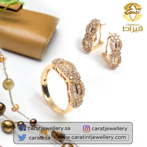 18 حلق وخاتم الماس وذهب عيار