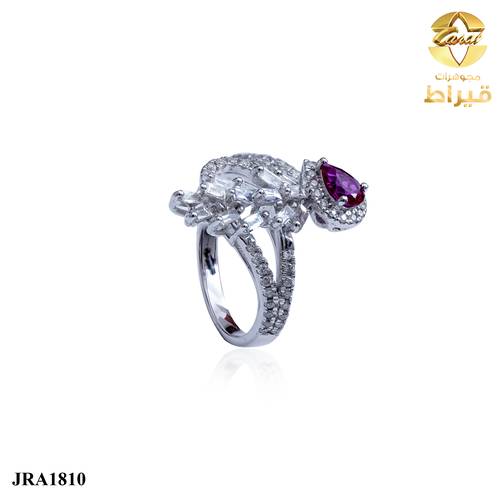  خاتم ذهب ابيض مع الماس عيار 18