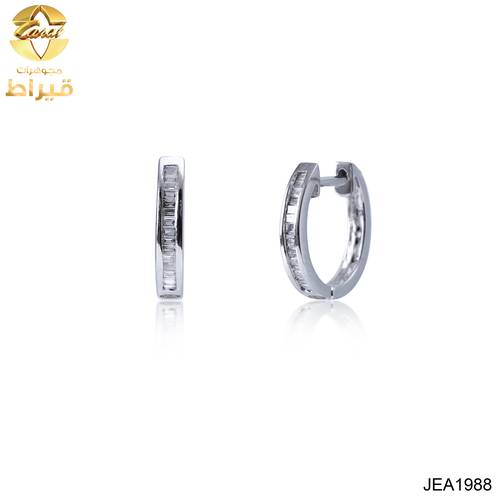 مجوهرات , حلق , ذهب ، حلق ذهب أبيض مع ألماس عيار 18