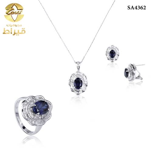  نصف طقم ذهب ابيض مع الماس عيار 18