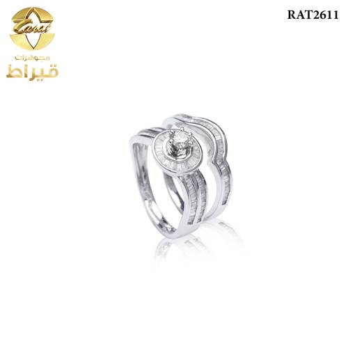 خاتم ذهب ابيض مع الماس عيار 18