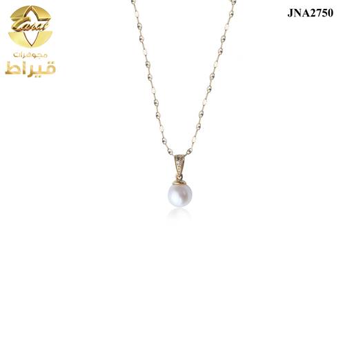  عقد ذهب مع الماس و لولو عيار 18