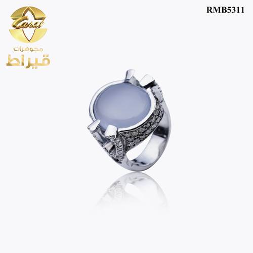 خاتم فضة مع الماس و عقيق عيار 925