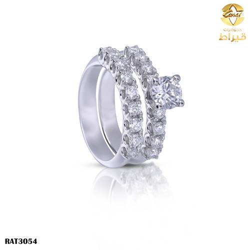 خاتم ذهب ابيض مع الماس زراعي عيار 18