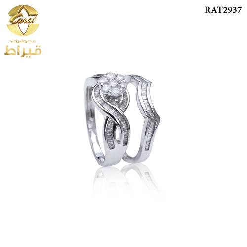 WOMEN'S 18K WHITE GOLD TWINS RING WITH DIAMONDS