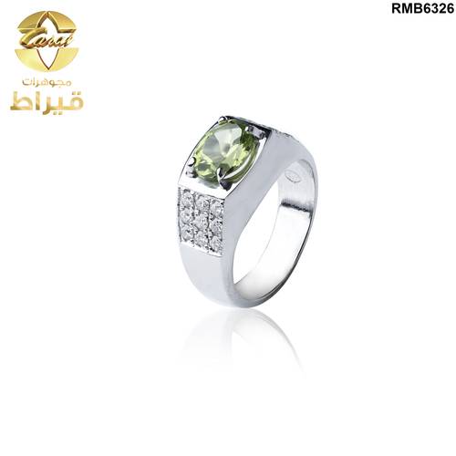   خاتم فضة مع موسانايت و زبرجد عيار 925