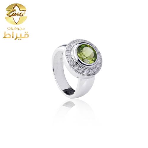 خاتم فضة مع موسانايت و زبرجد عيار 925