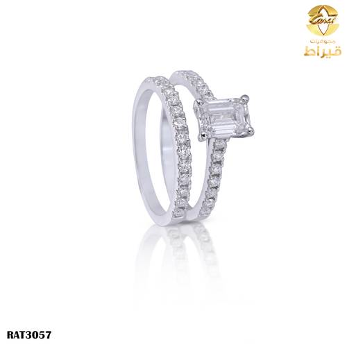 خاتم ذهب ابيض مع الماس زراعي عيار 18