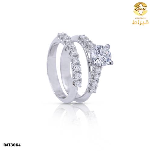  خاتم ذهب ابيض مع الماس زراعي عيار 18