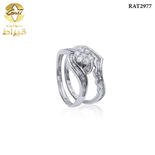  خاتم ذهب ابيض مع الماس عيار 18