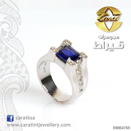 خاتم فضة مع الماس و زفير عيار 925