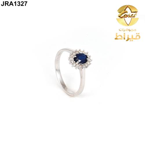 WOMEN'S 18K WHITE GOLD DIAMOND RING WITH SAPPHIRE