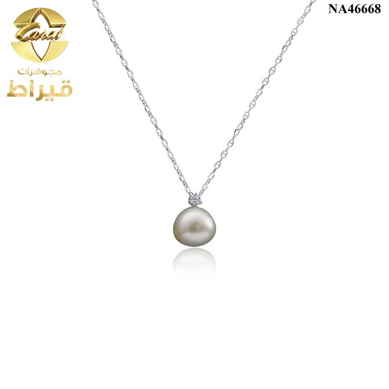 عقد ذهب مع الماس و لولو عيار 18
