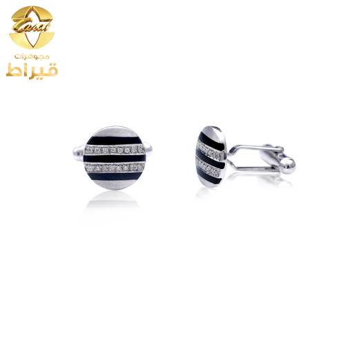 GENTS SILVER CUFFLINK WITH DIAMONDS 