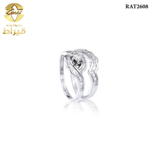 خاتم ذهب ابيض مع الماس عيار 18