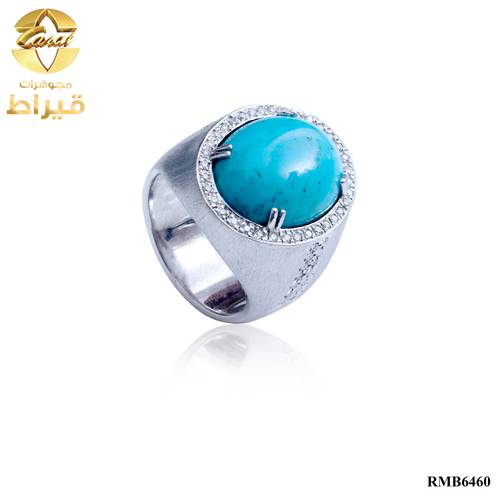 خاتم سيلنووة مع الماس  و فيروز عيار 925