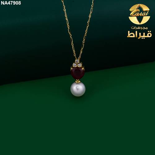 عقد ذهب مع الماس و ياقوت و لولو عيار 18