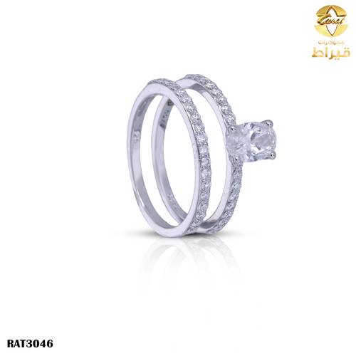  خاتم ذهب ابيض مع الماس زراعي عيار 18