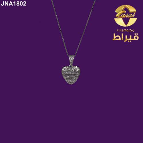 عقد ذهب ابيض مع الماس عيار 18