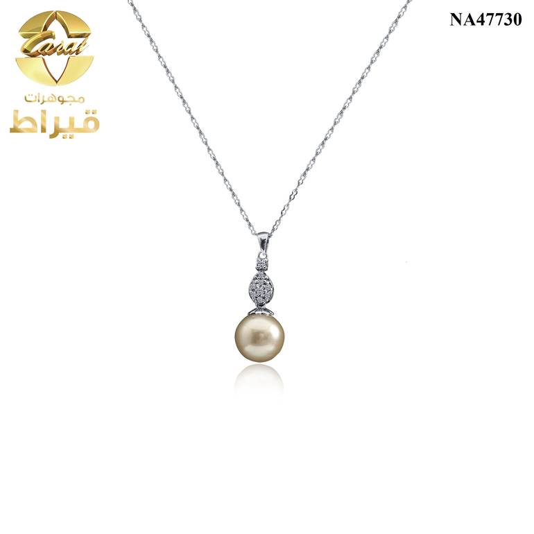 عقد ذهب مع الماس و لولو عيار 18