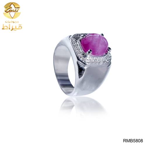 خاتم فضة مع الماس و ياقوت عيار 925