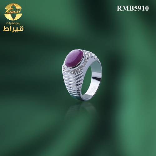 خاتم فضة مع الماس و نجمة روبي عيار 925