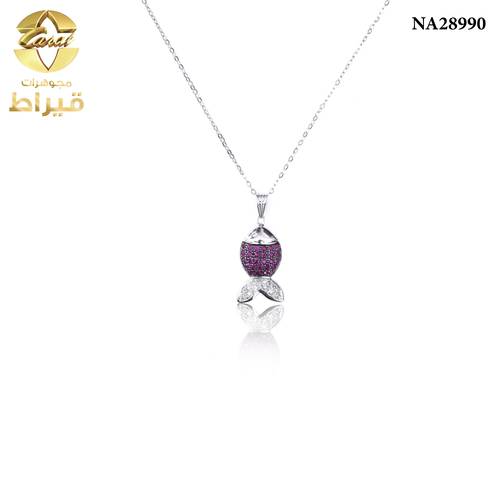  عقد ذهب مع الماس و ياقوت عيار 18