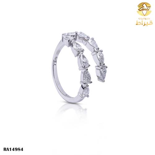   خاتم  ذهب ابيض مع الماس زراعي عيار 18
