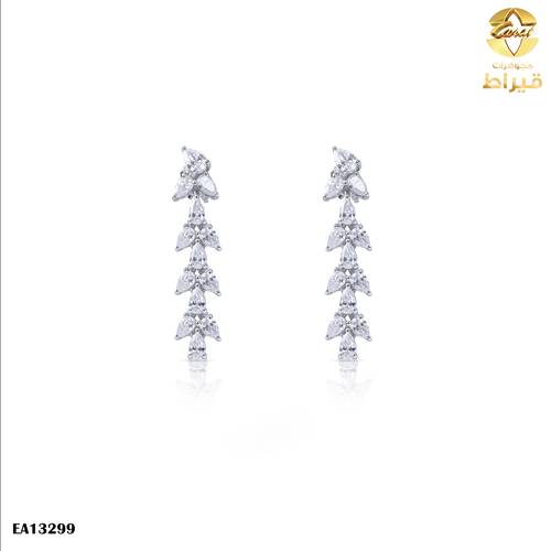  حلق ذهب ابيض مع الماس زراعي عيار 18