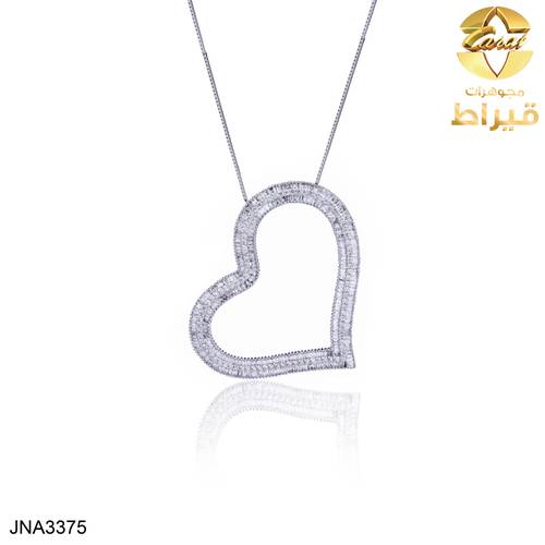 عقد ذهب ابيض مع الماس عيار 18
