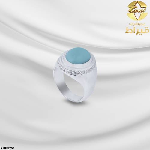 خاتم فضة مع الماس و فيروز عيار 925