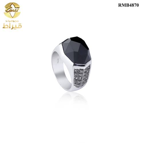  خاتم فضة مع الماس و اونيكس عيار 925