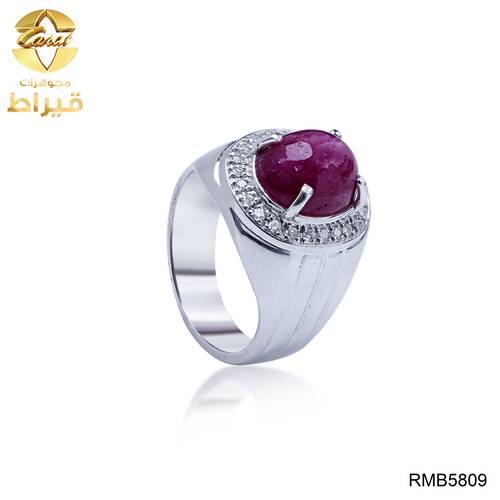 خاتم فضة مع الماس و ياقوت عيار 925