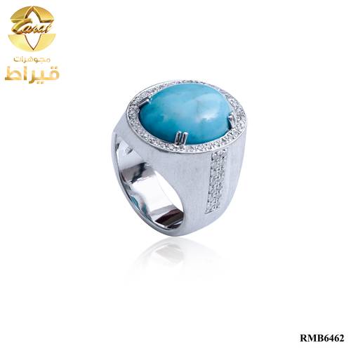 خاتم سيلنووة مع الماس  و فيروز عيار 925