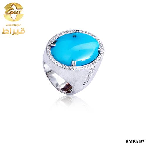 خاتم سيلنووة مع الماس  و فيروز عيار 925