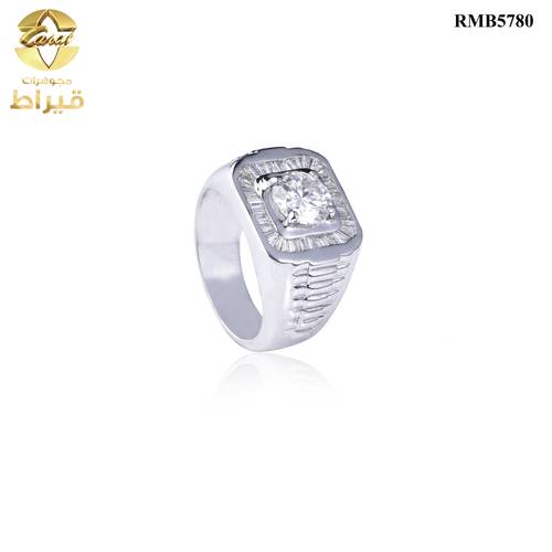 خاتم فضة مع الماس و موسانايت عيار 925