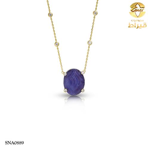  عقد فضة مع عقيق و موسانايت عيار 925
