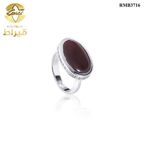  خاتم فضة مع الماس و عقيق عيار 925