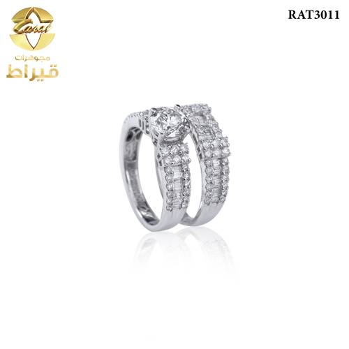 خاتم ذهب ابيض مع الماس عيار 18