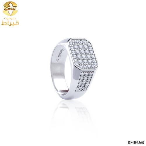 خاتم فضة مع موسانايت  عيار 925