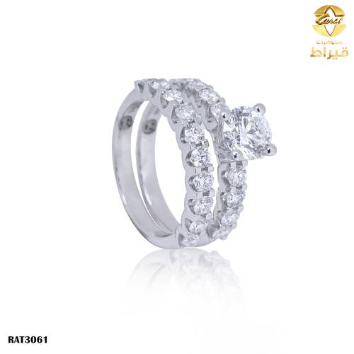  خاتم ذهب ابيض مع الماس زراعي عيار 18